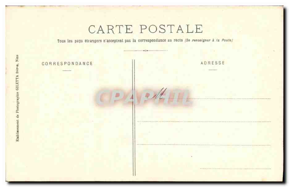 CPA Nice Les Nouveaux Jardins et Casino — Rückseite