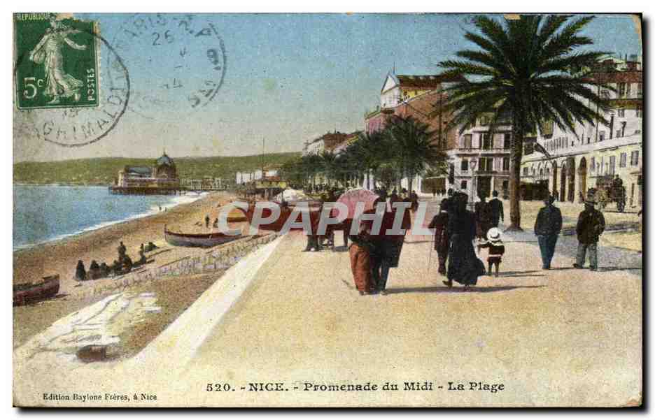 CPA Nice Promenade du Midi La Plage