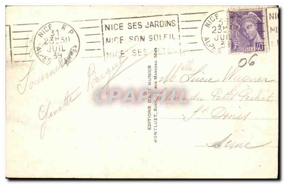 CPA Nice Promenade des Anglais et Jetee Promrande — Rückseite