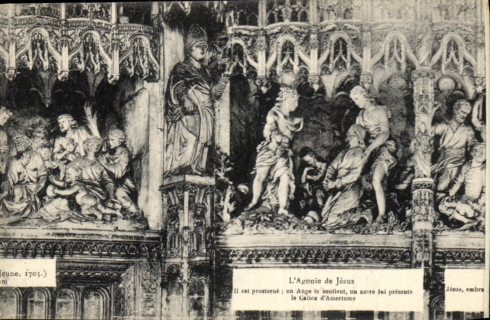 L'Agonie de Jésus — scène sculptée — Jeune, 1703