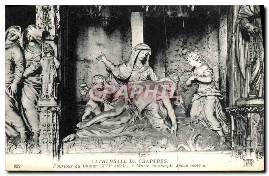 Cathédrale de Chartres — Poutre du Chœur (XVIe siècle), « Marie contemple Jésus mort » — Imp. Crété, Paris