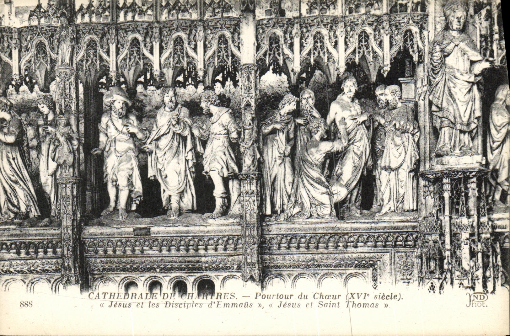 Cathédrale de Chartres — Pourtour du Chœur (XVIe siècle). « Jésus et les Disciples d'Emmaüs », « Jésus et Saint Thomas »