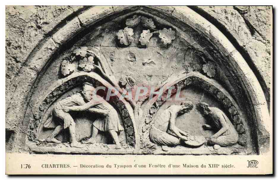 CPA Chartres Decoration du Tympan d une Fenetre d une Maison du Xlll e siecle