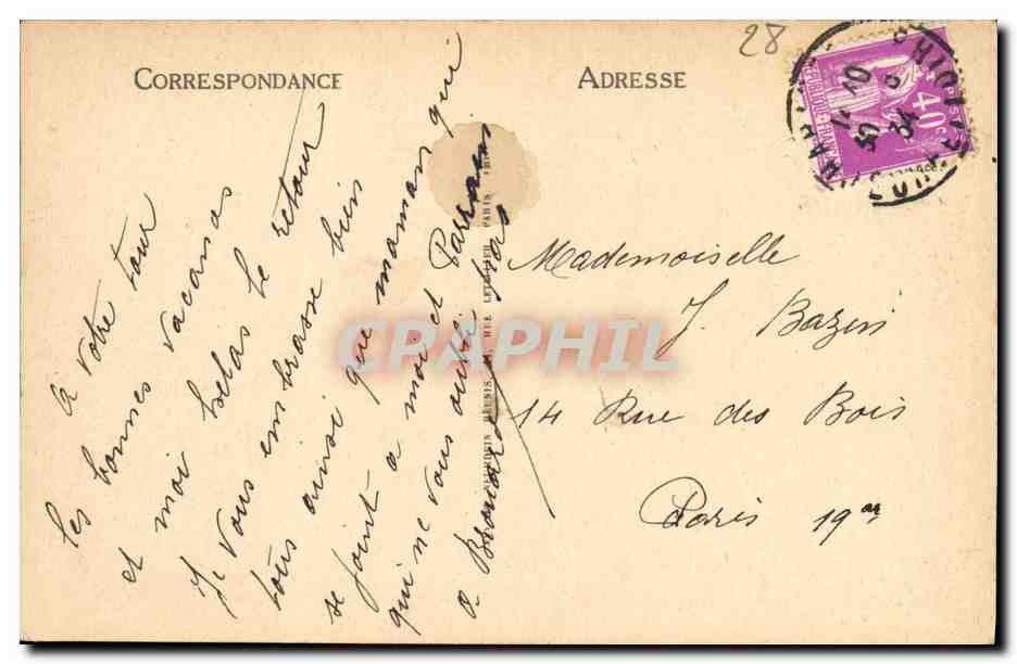 CPA Chartres La Porte Guilaume — Verso