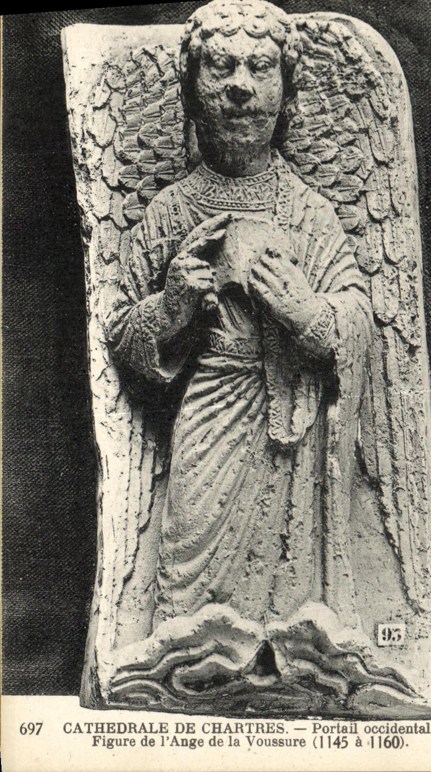 Cathédrale de Chartres — Figure de l'Ange de la Voussure (1145 à 1160) — Neuroulin Frères, Imp. Créte, 15-Corbeil