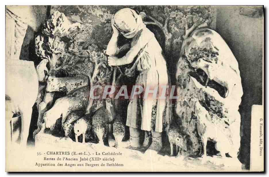 CPA Chartres La Cathedrale Restes de l Ancien Jube Apparition des anges aux bergers de Bethleem