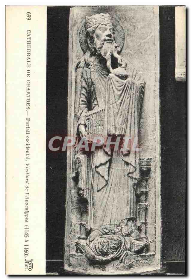 CPA Cathedrale de Chartres Protail occidental Vieillard de Apocalypse 1145 a 1160