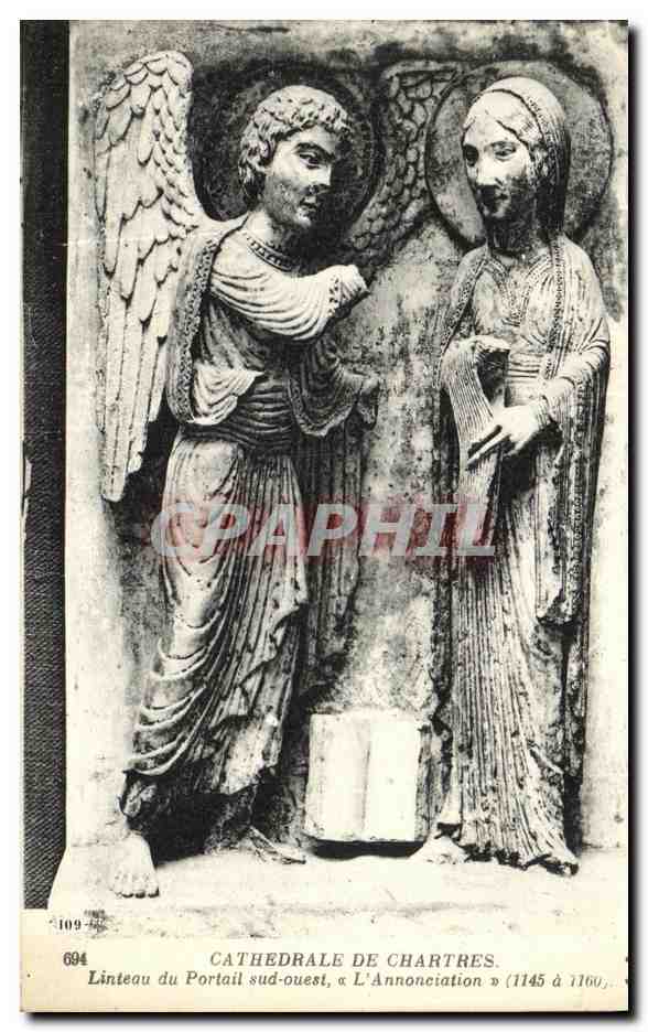 Cathédrale de Chartres — Linteau du Portail sud-ouest, L'Annonciation — éditeur ancien