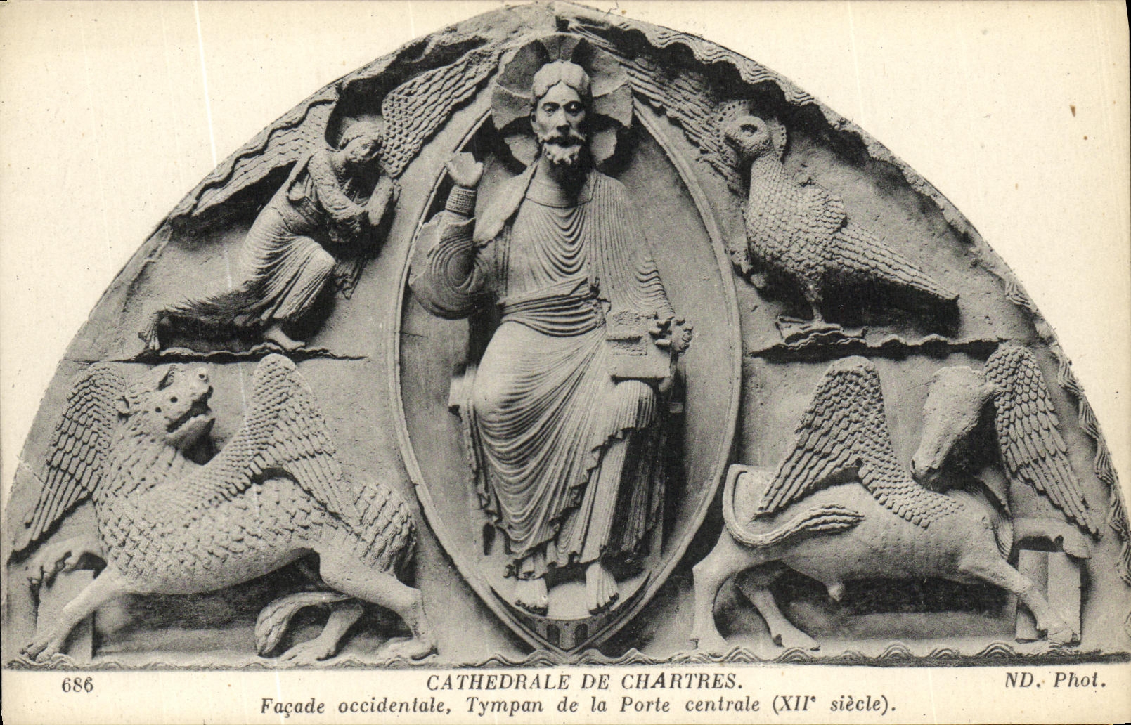 CPA Cathedrale de Chartres Facade occidentale Tympan de la Porte centrale