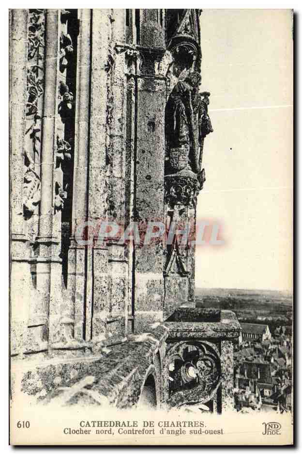 Cathédrale de Chartres — Clocher nord, Contrefort d'angle sud-ouest — JND Phot.
