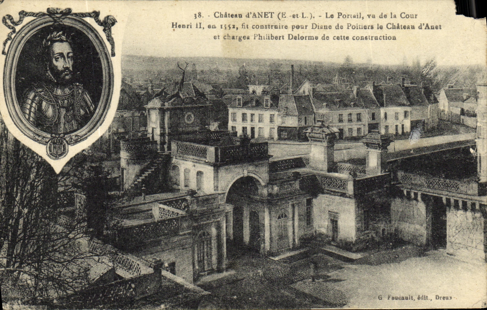 Schloss ANET (E-et L.) — Der Portal, von der Cour aus gesehen — G. Foucault, Verlag, Dreux
