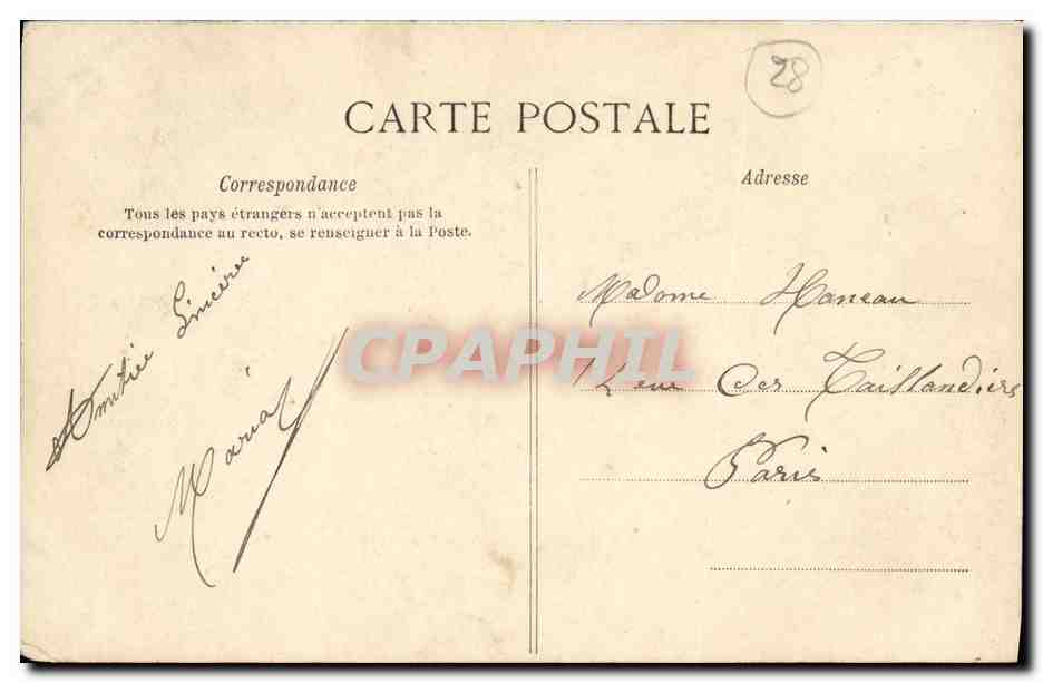 Anet — Fossés et Porte principale du Château — La C.P.A. n°9 — Reverso