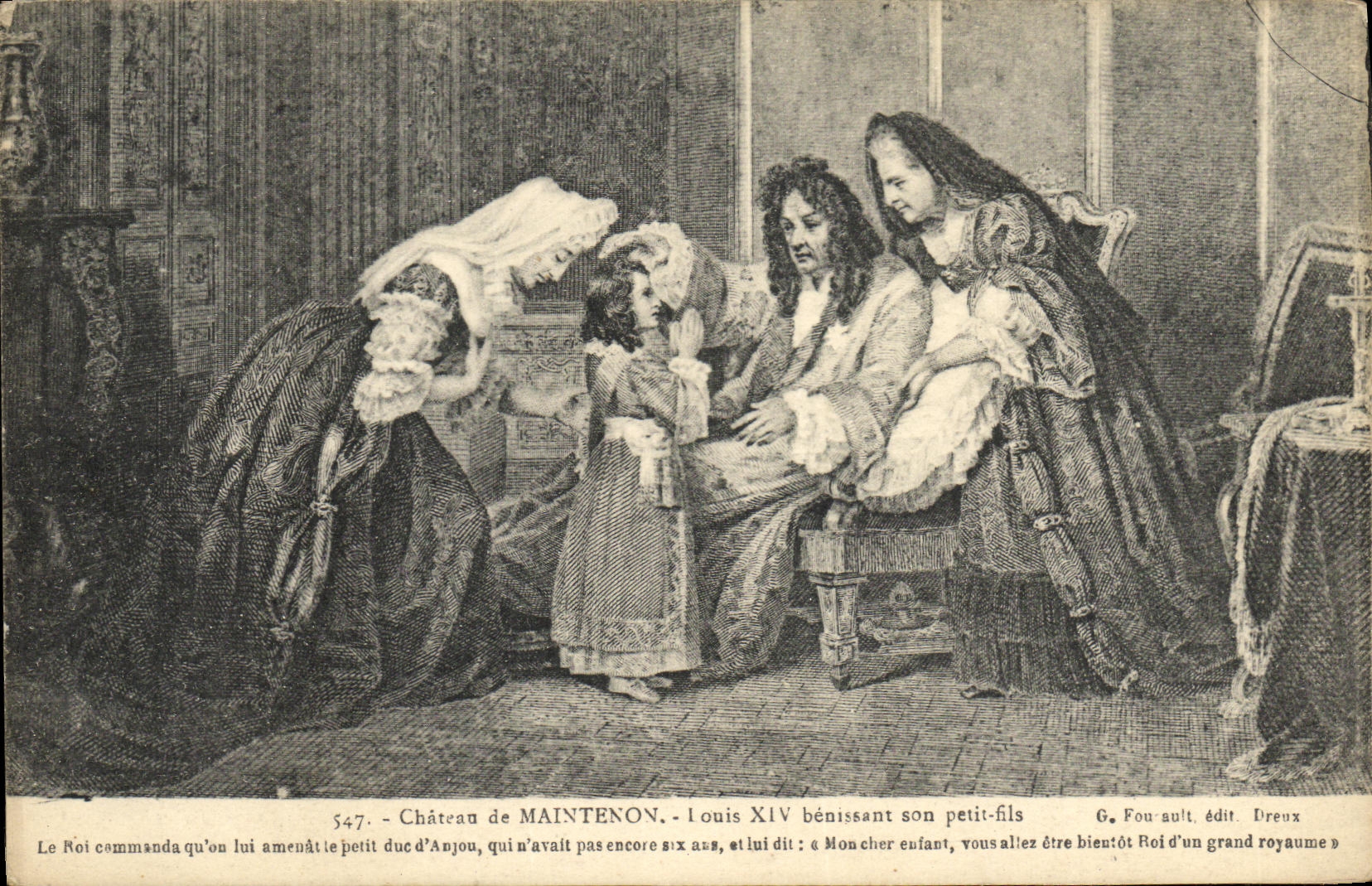 Château de Maintenon — Louis XIV bénissant son petit-fils — G. Fouault, édit. Dreux