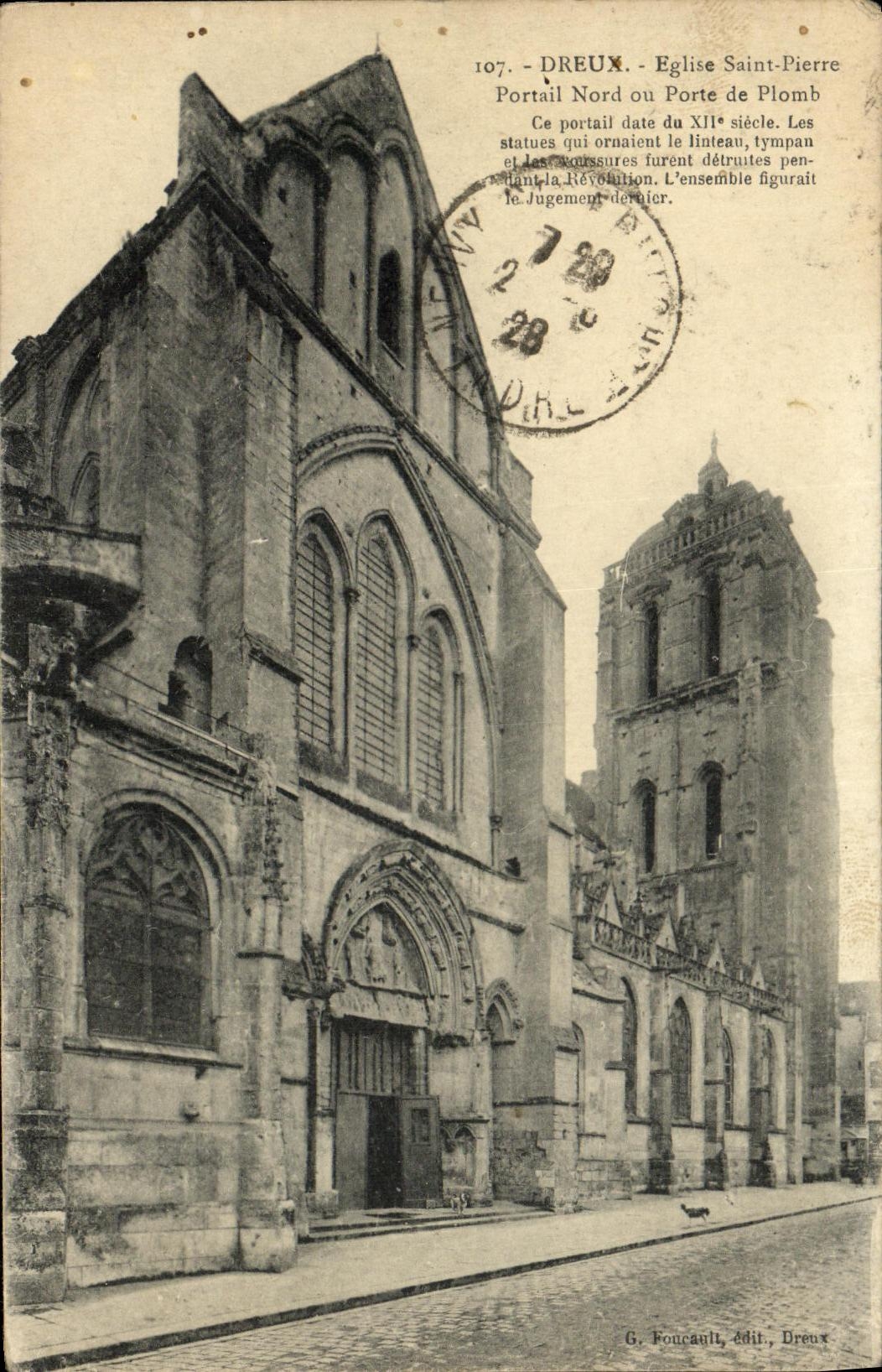 Dreux - Église Saint-Pierre - Portail Nord ou Porte de Plomb — G. Foucault, édit., Dreux