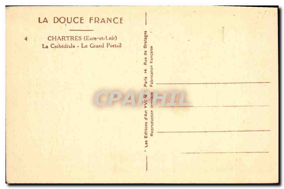 CPA Chartres de Cathedrale Le Grand Portail — Verso