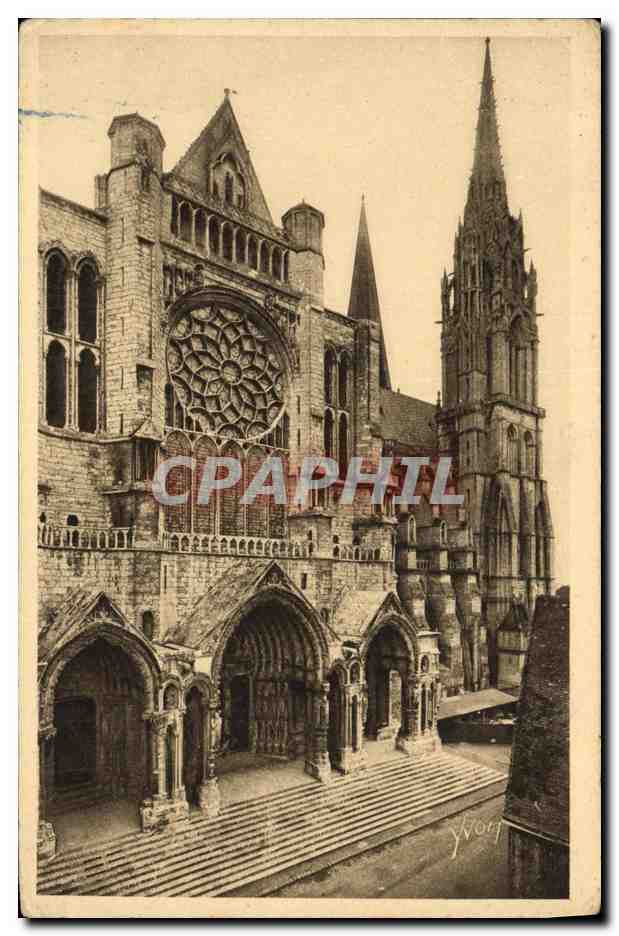 CPA Chartres de Cathedrale La Portail Nord et la Fleche