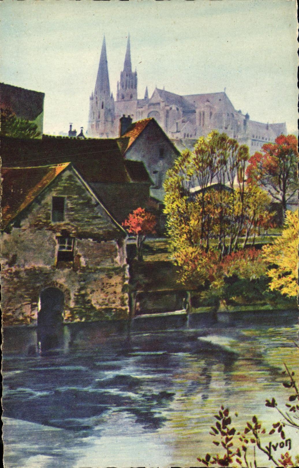 Chartres (Eure-et-Loir) — Matinée de printemps sur les bords de l'Eure — Éditions d'Art Yvon