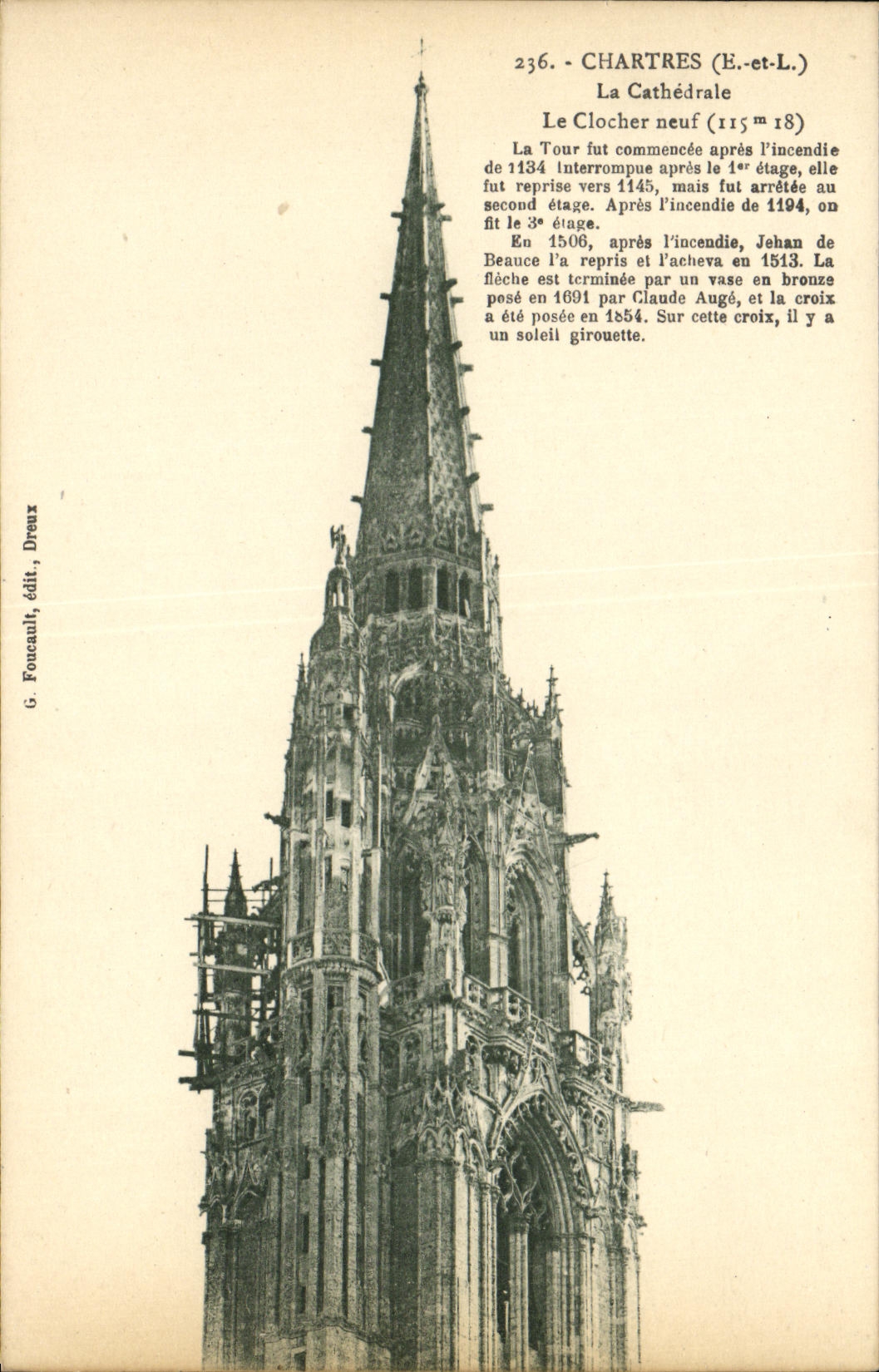 Chartres (E.-et-L.) — La Cathédrale, le clocher neuf — G. Fonceault, édit., Dreux