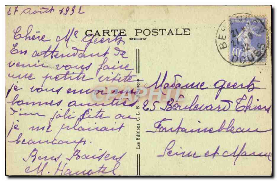 Environs de Besançon-les-Bains — Vallée du Doubs et Route du Comice — Vue prise des Roches d'Arguel — n° 327 — Rückseite
