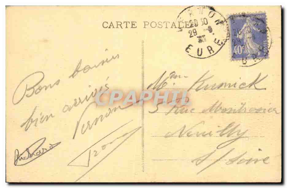 CPA Vernon Vieux Pont et Tourelles de Vernonnet — Rückseite