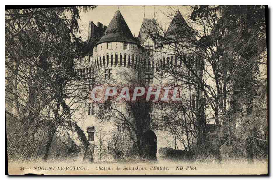 Tarjeta postal antigua Nogent le Rotrou Castillo de San Juan La Entrada