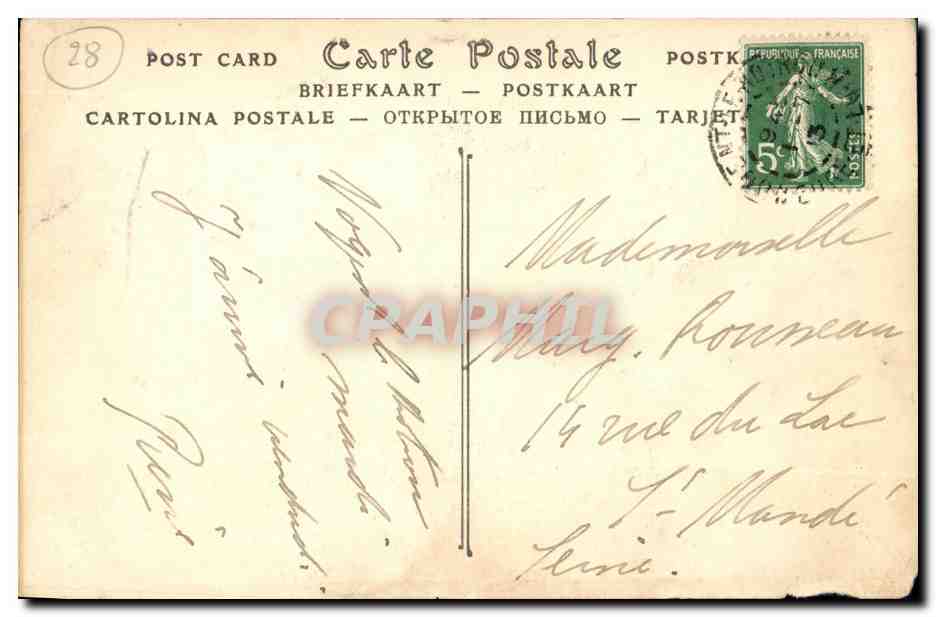 Tarjeta postal antigua Nogent le Rotrou Castillo de San Juan La Entrada — Reverso