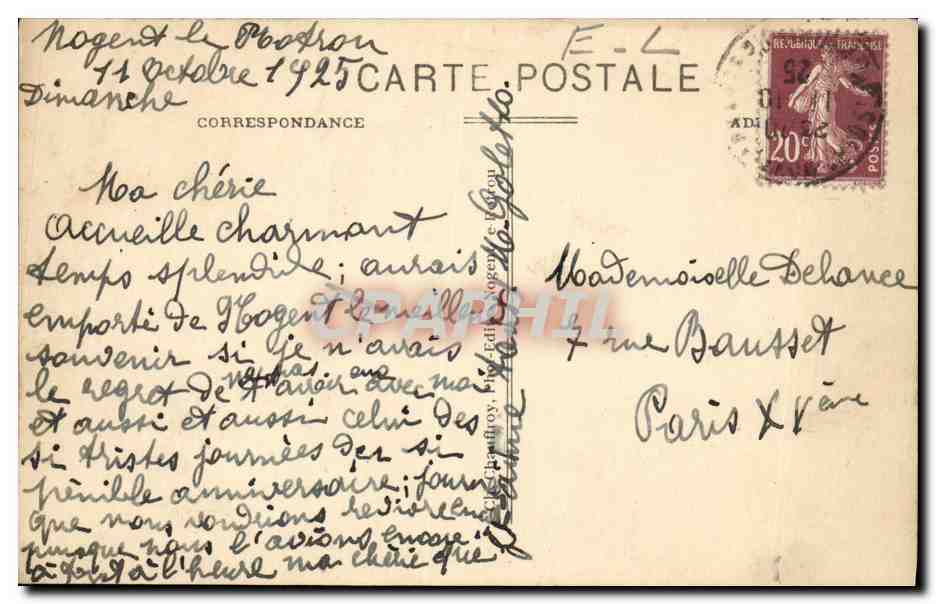 Nogent-le-Rotron — Chiesa di San Hilario e rive dell'Huisne — Cartolina postale n°322 — Verso