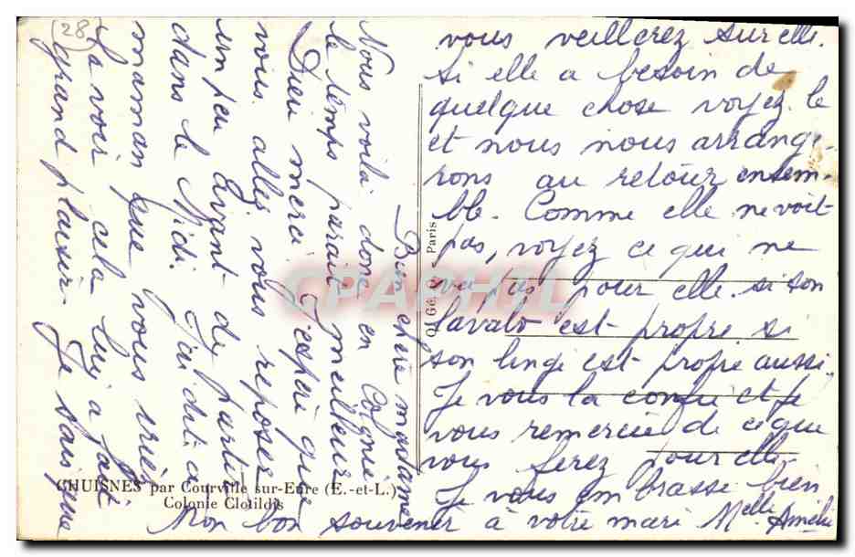 CPA Chuines par Courville sur Eure Colonie Clotildis — Verso