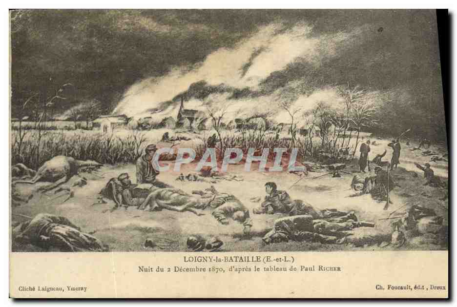 CPA Loigny la Bataille Nuit du 2 decembre 1870 d apres le tableau de Paul Richer Militaria