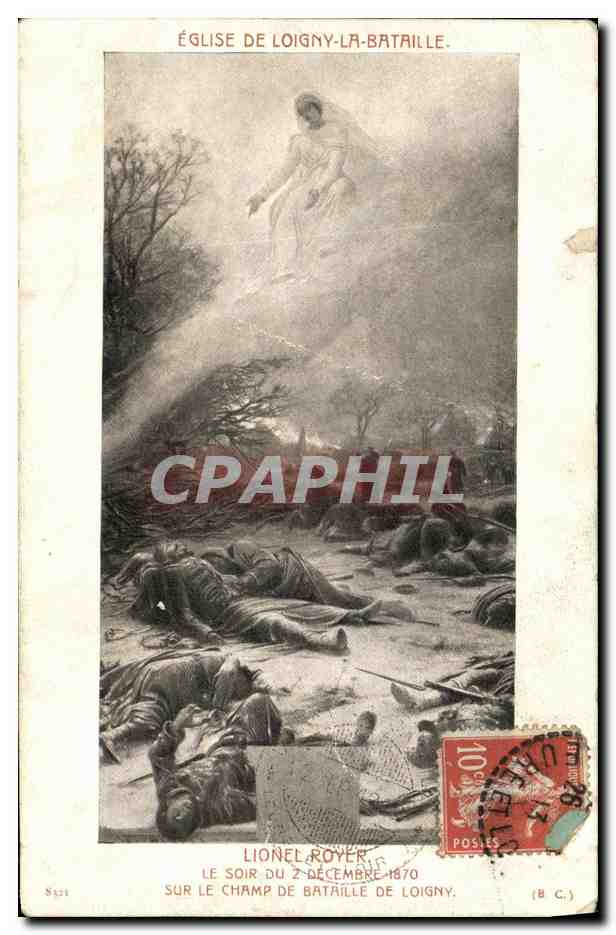 Église de Loigny-la-Bataille — Sur le champ de bataille de Loigny, le soir du 2 décembre 1870 — Lionel Royer, éditeur S521