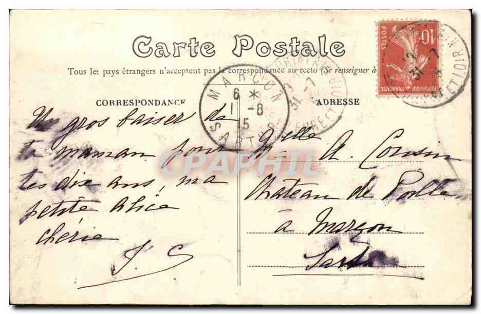 Château de Courtalain (E.-et-L.) — Vue prise du Parc — Édit. J. Dickegèle (Courtalain) — Verso