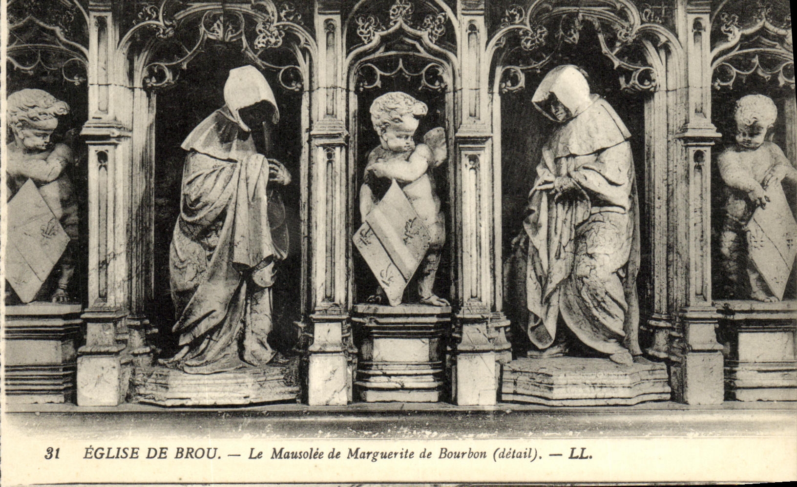 Église de Brou — Le Mausolée de Marguerite de Bourbon (détail) — LL. n°31