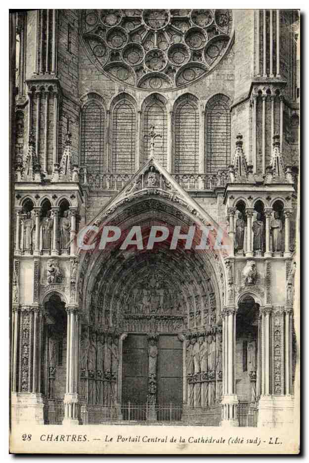 CPA Cathedrale de Chartres Le Portail Central de la Cathedrale