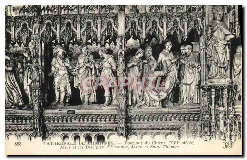 CPA Cathedrale de Chartres Pourtour du Choeur Jesus et les disciples d Emmaus Jesus et Saint Thomas