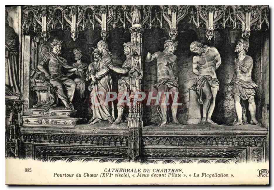 CPA Cathedrale de Chartres Pourtour du Choeur Jesus devant Pilate La Flagellation