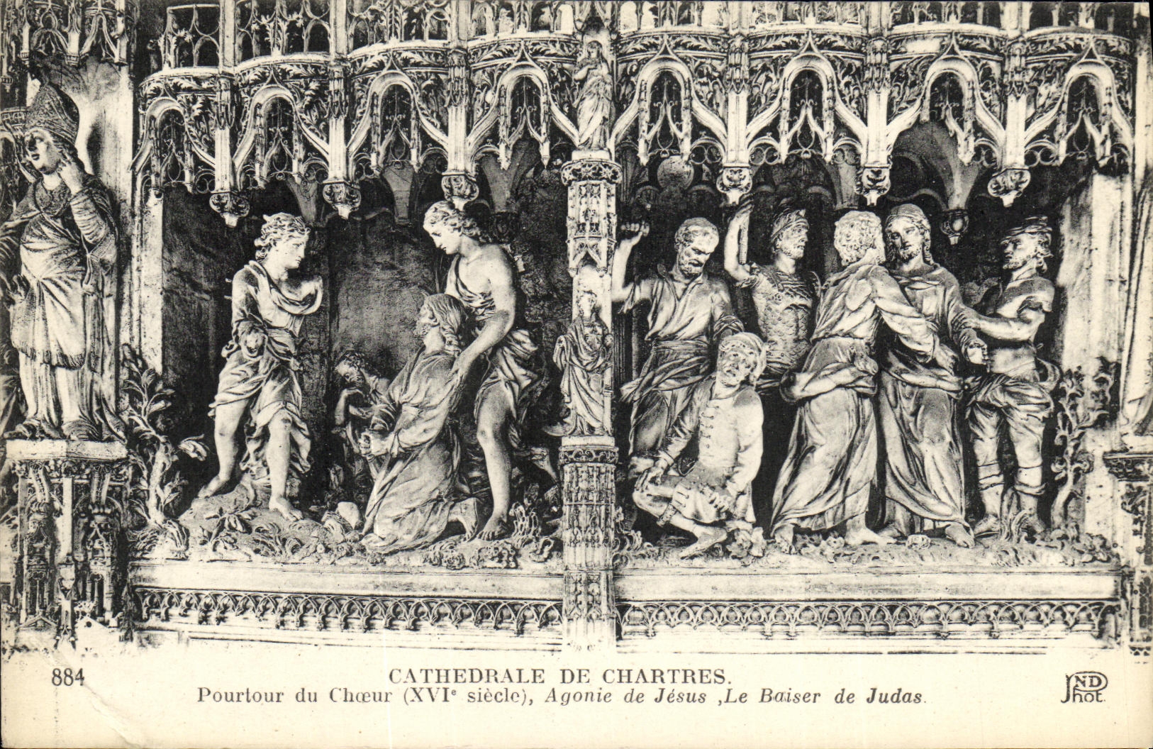 Cathédrale de Chartres — Pourtour du Chœur (XVIe siècle), Agonie de Jésus, Le Baiser de Judas — JND Phot.