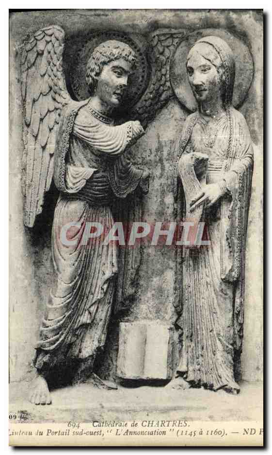CPA Cathedrale de Chartres Linteau du portail Sud Ouest L Annonciation 