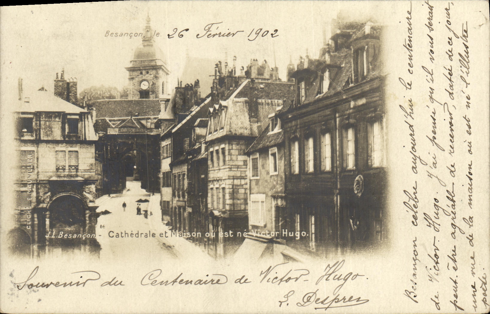 Besançon - Cathédrale et Maison où est né Victor Hugo — J.L. Besançon, n° de série non visible