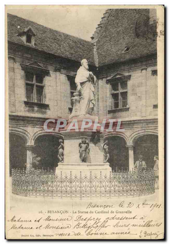 CPA Besancon La Statue du Cardinal de Granvelle