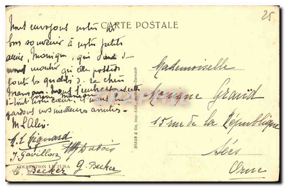 CPA Besancon L Hotel De Ville — Rückseite