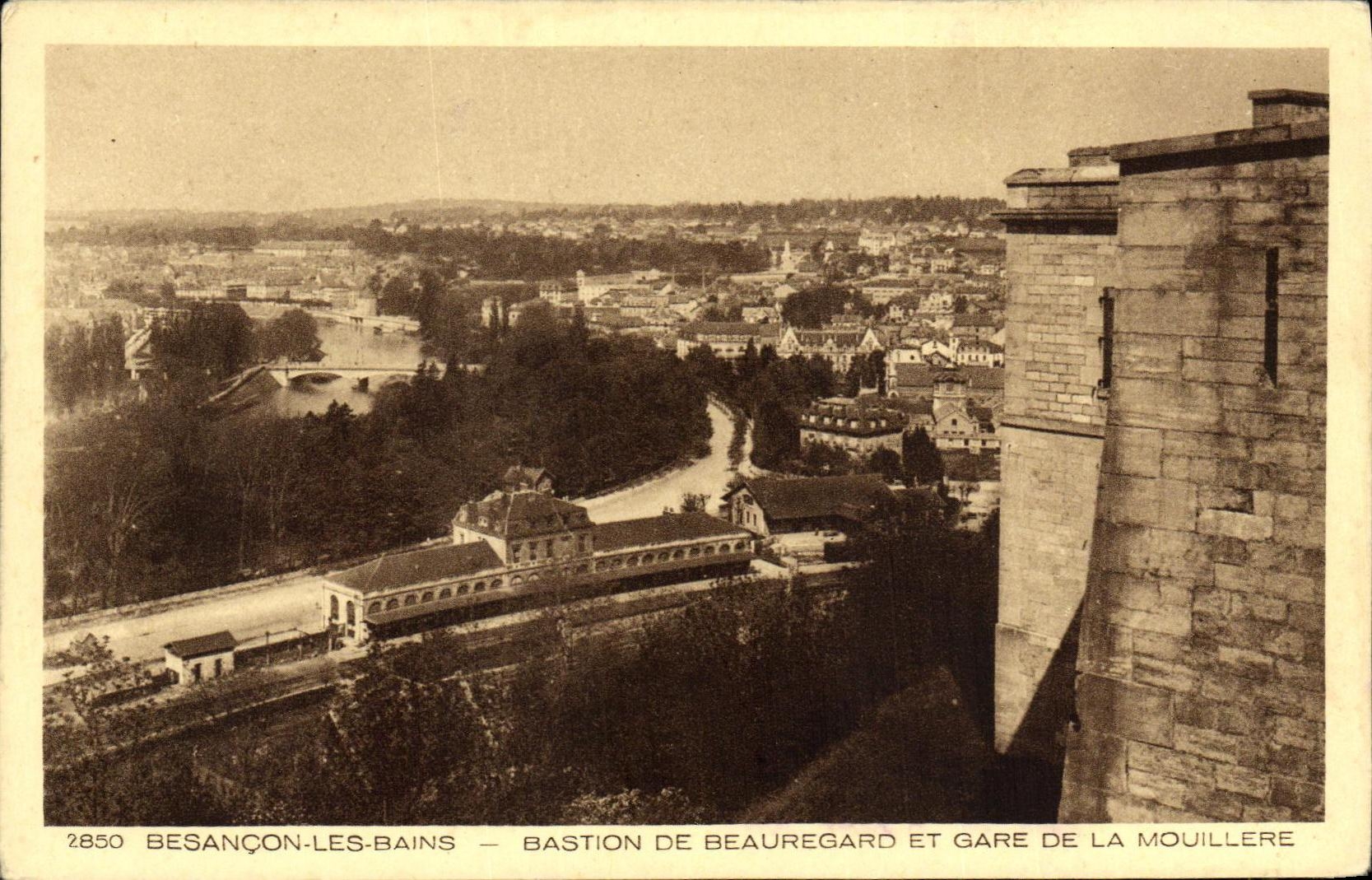 CPA Besancon Bastion De Beauregard Et Gare De La Mouillere