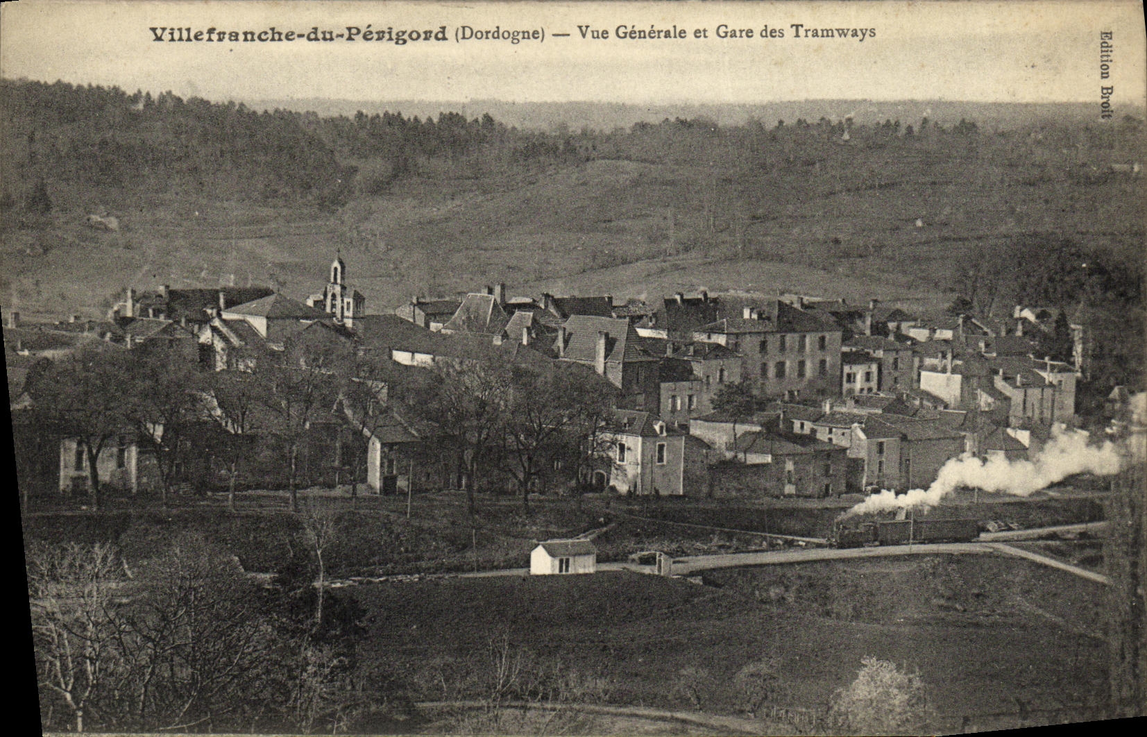 Villefranche-du-Périgord (Dordogne) — Vue Générale et Gare des Tramways — Édition Brot