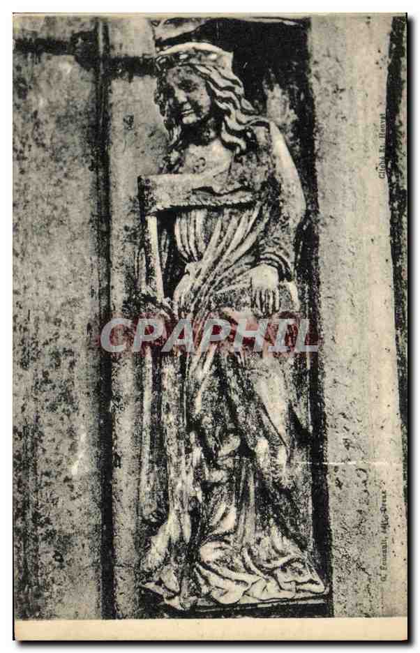 CPA Chartres Cathedrale Detail Portail Nord La science