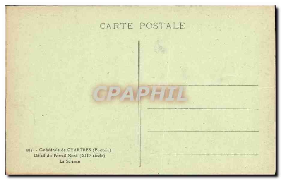 CPA Chartres Cathedrale Detail Portail Nord La science — Verso