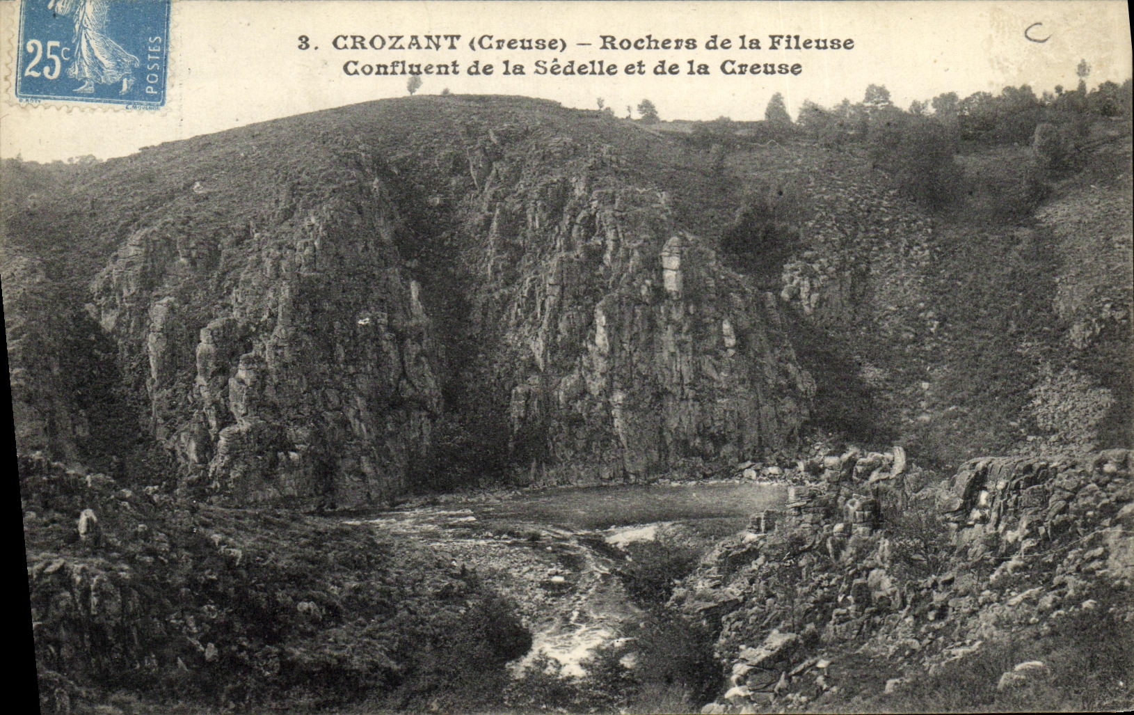Crozant (Creuse) — Rochers de la Fileuse, Confluent de la Sédelle et de la Creuse