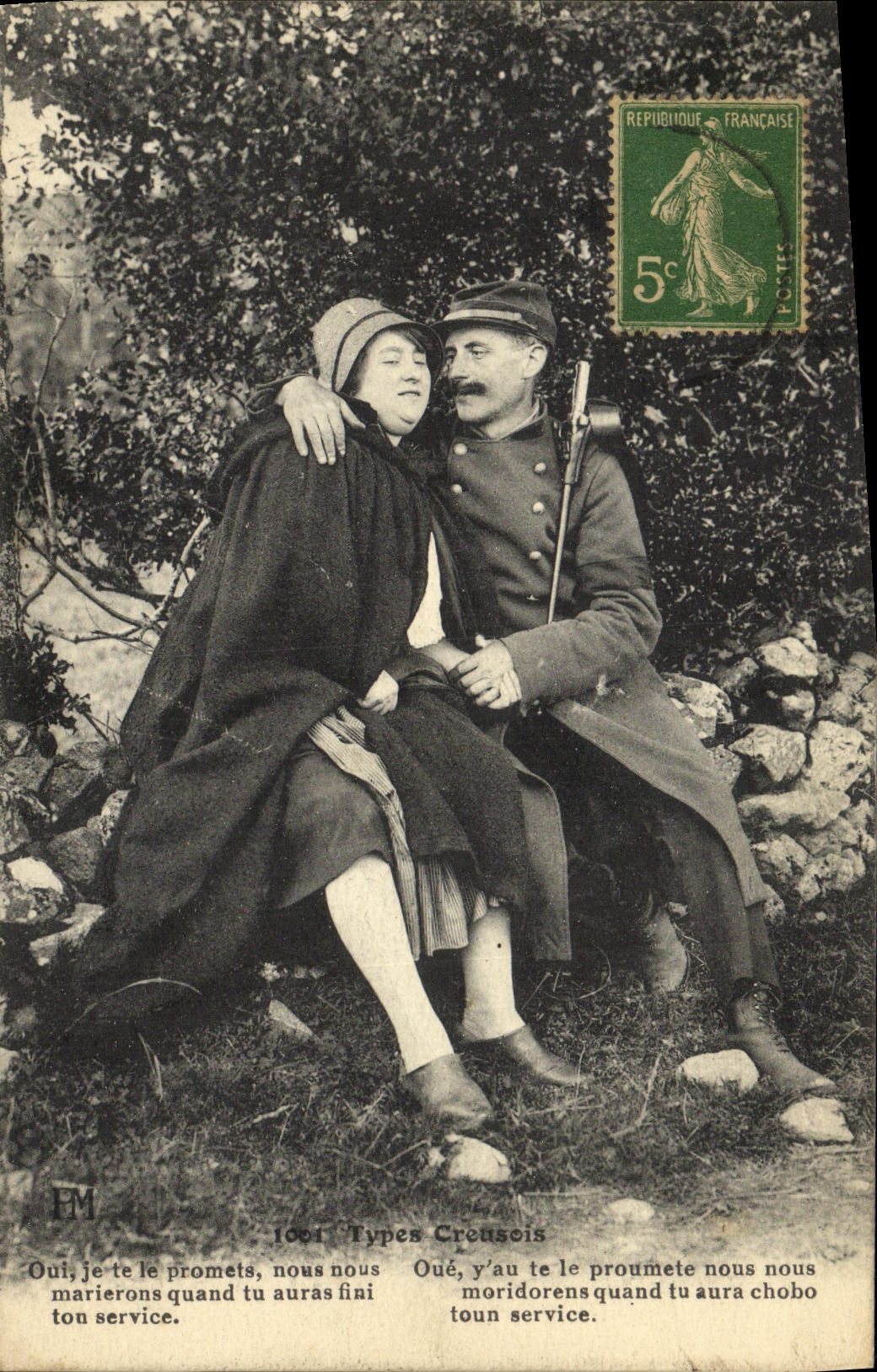 CPA Types Creusois Creuse Folklore Costume Militaria