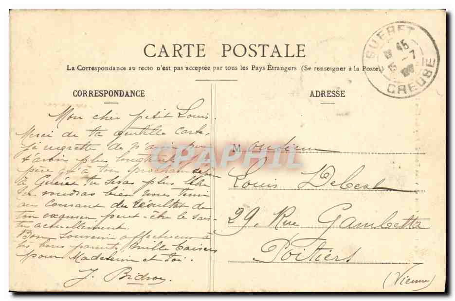 La Creuse au vieux Pont de Puy-Guillon à Fresselines — Nussac, n°411 — Rückseite