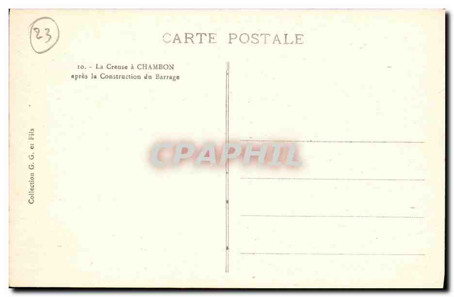 La Creuse Pittoresque — après la construction du barrage à Chambon — Collection G. et Fils — Rückseite