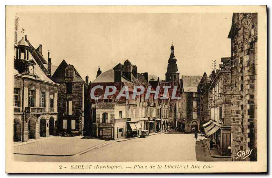 Sarlat (Dordogne) — Place de la Liberté et Rue Foix — éditeur Gaby, n°2