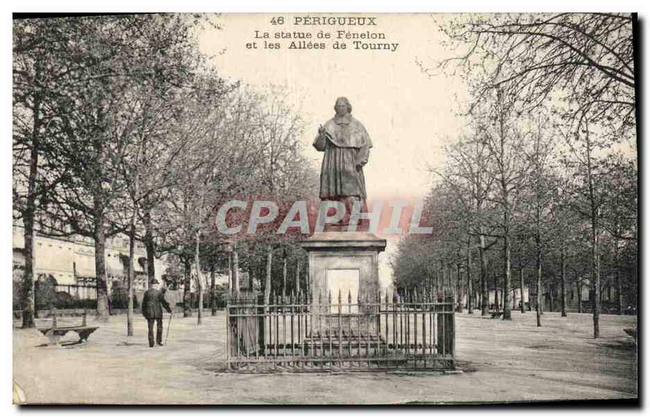 Périgueux — La statue de Fénélon et les Allées de Tourny — éditeur Périgueux, n° 46